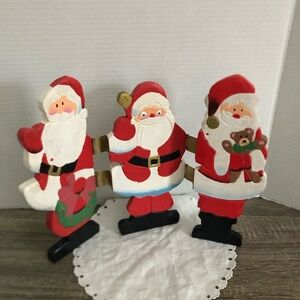 Vtg Festive Santa Claus Wooden Tabletop Decor